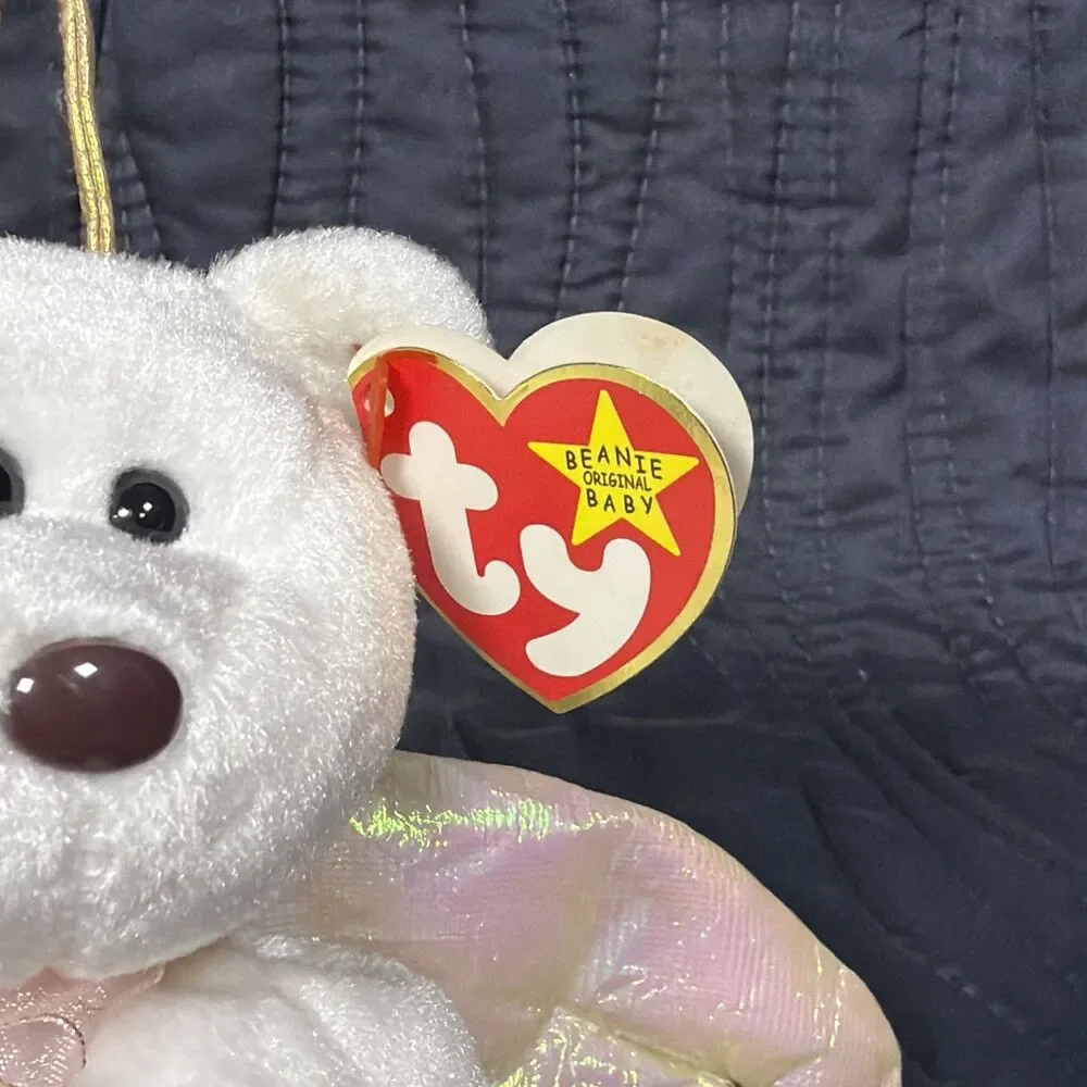 Ty Beanie Baby Halo Angel Bear 1998 DOB White Plush w/ Hang Tag Retired